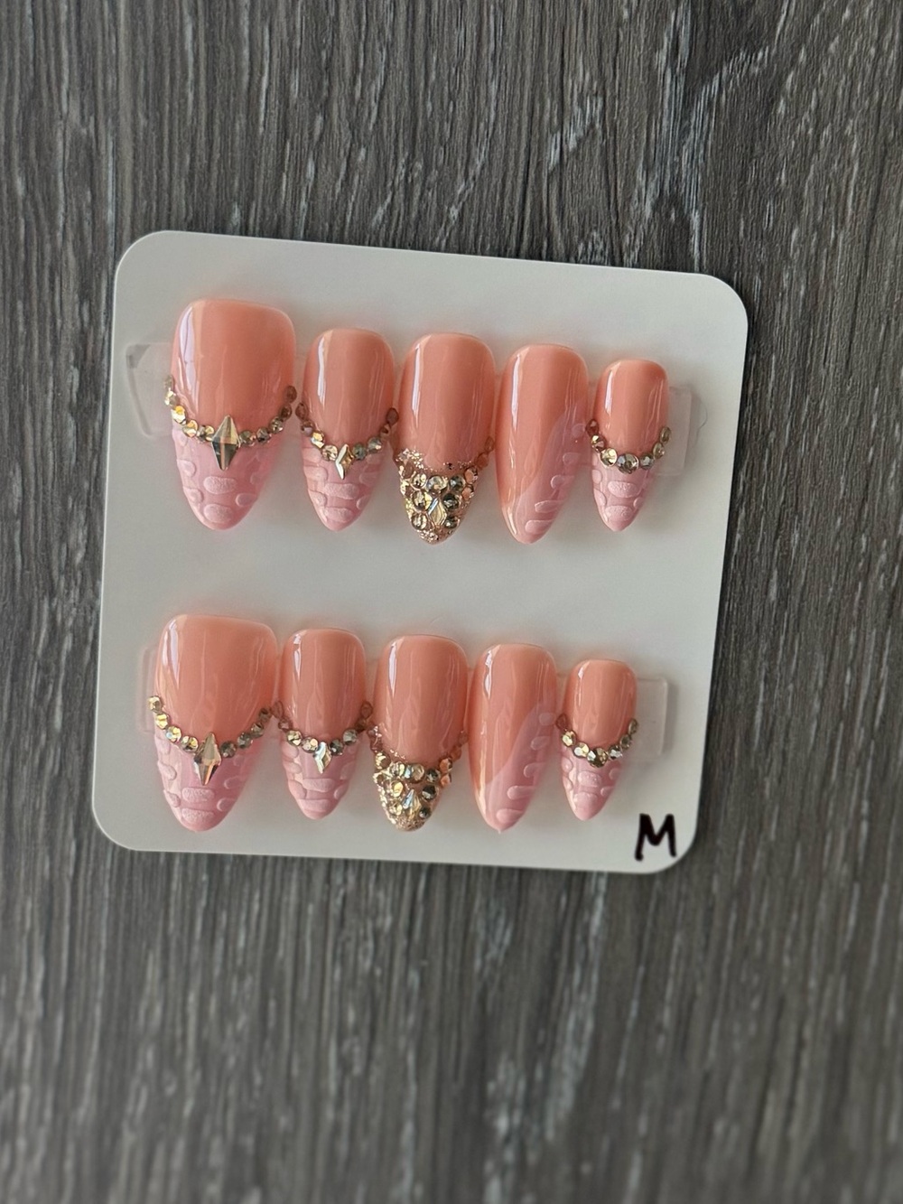 Peach Pink Glitter Accent Press-On Nails
